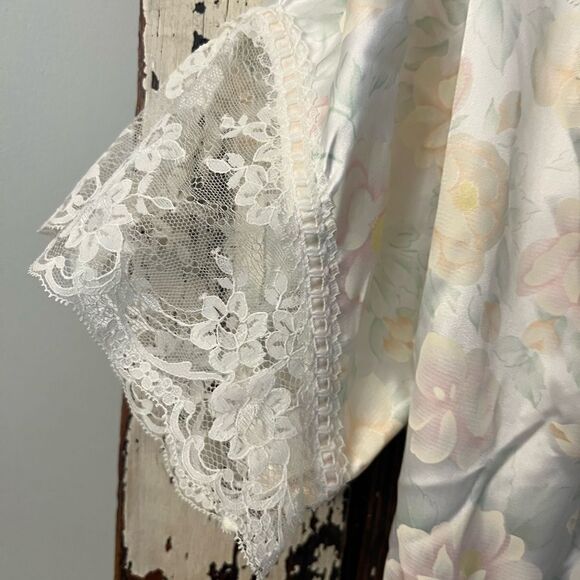 Vintage Bouquet Des Fleurs by Barbizon Lace and floral peignoir set women’s L. - Picture 4 of 16